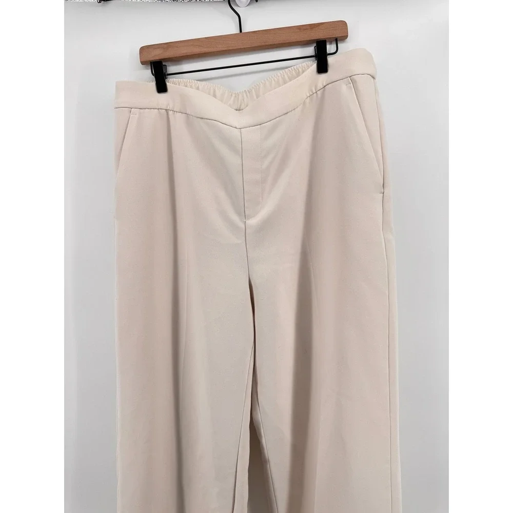 Banana Republic Hayden Wide-Leg Crepe‎ Pants Beige High-Rise XL 762785-03